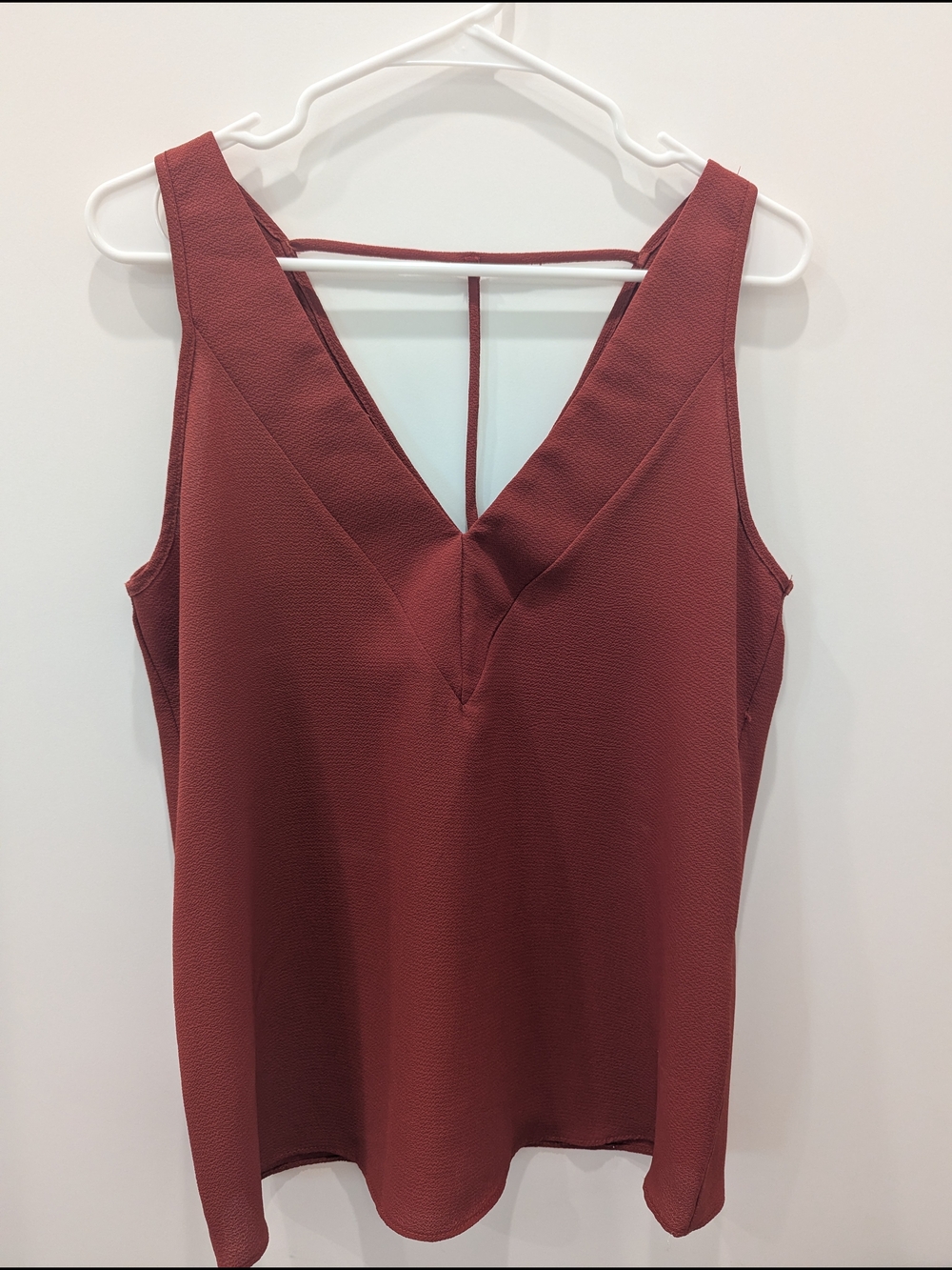 Rust V-Neck Sleeveless Women's Top